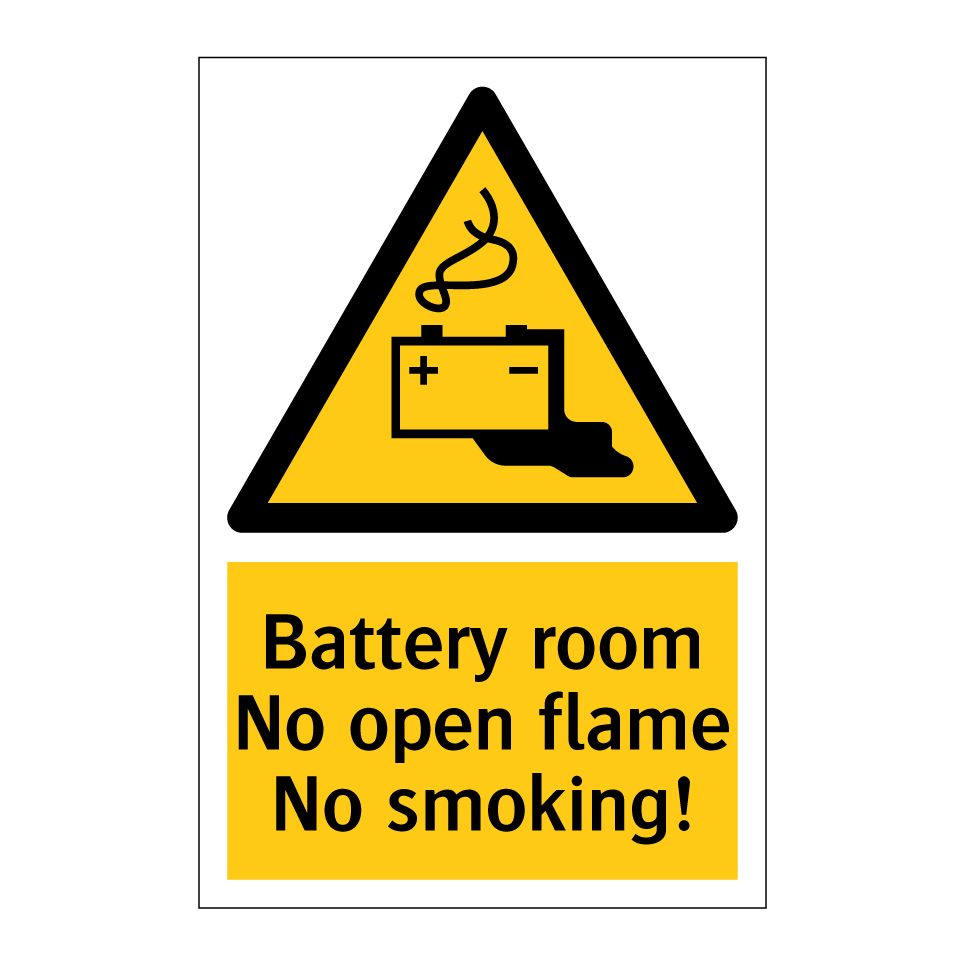 Battery room No open flame No smoking!
