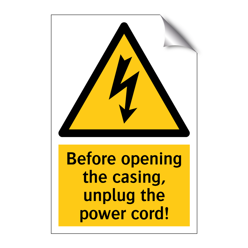 Before opening the casing, unplug the power cord!