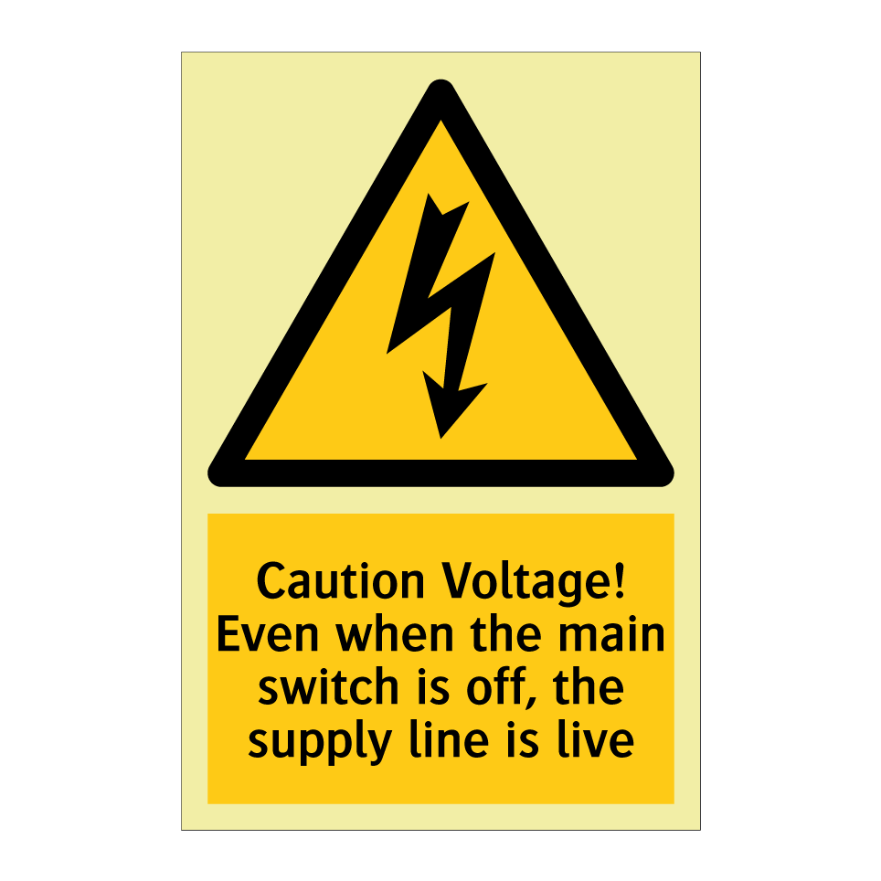 Caution Voltage! Even when the main switch is off, the supply line is live