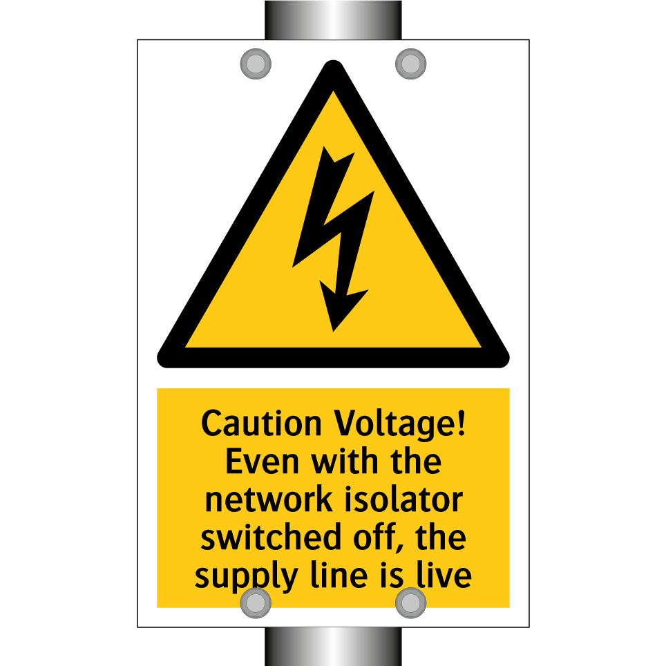 Caution Voltage! Even with the network isolator switched off, the supply line is live