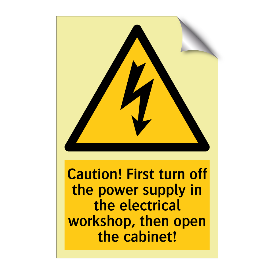 Caution! First turn off the power supply in the electrical workshop, then open the cabinet!