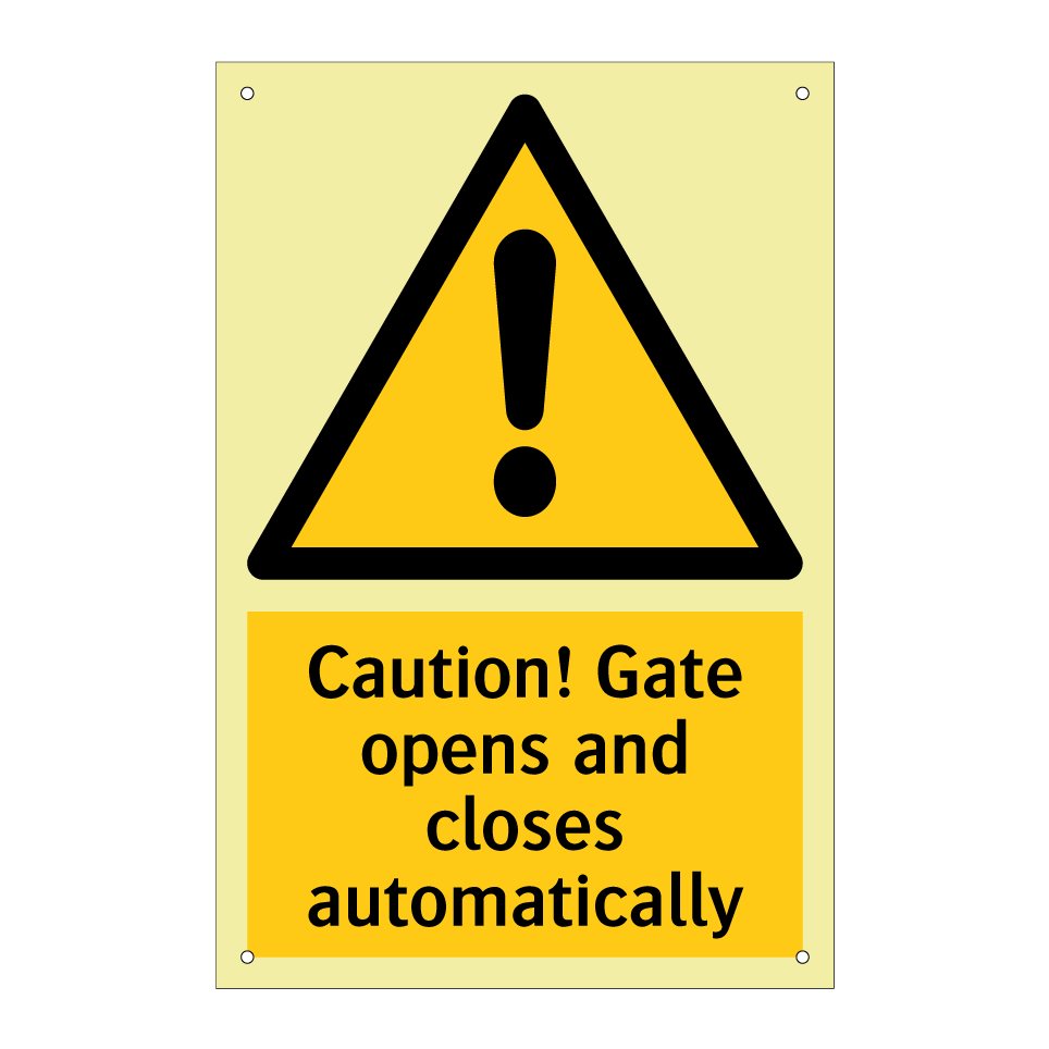 Caution! Gate opens and closes automatically