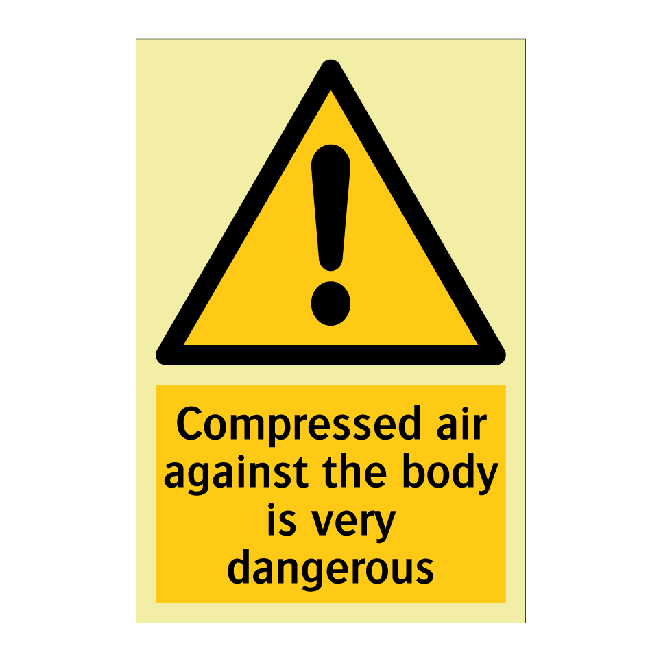 Compressed air against the body is very dangerous