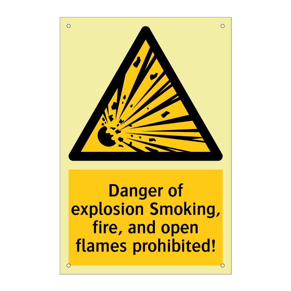 Danger of explosion Smoking, fire, and open flames prohibited!