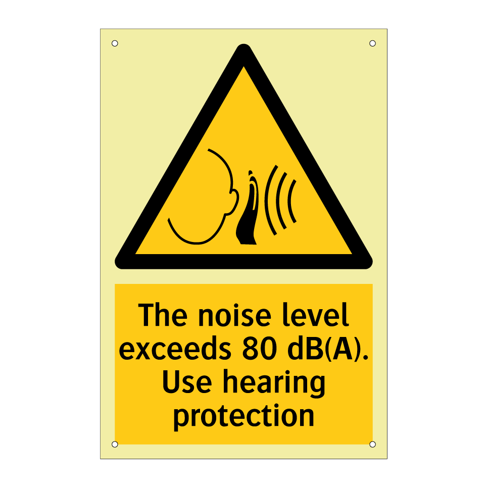 The noise level exceeds 80 dB(A). Use hearing protection