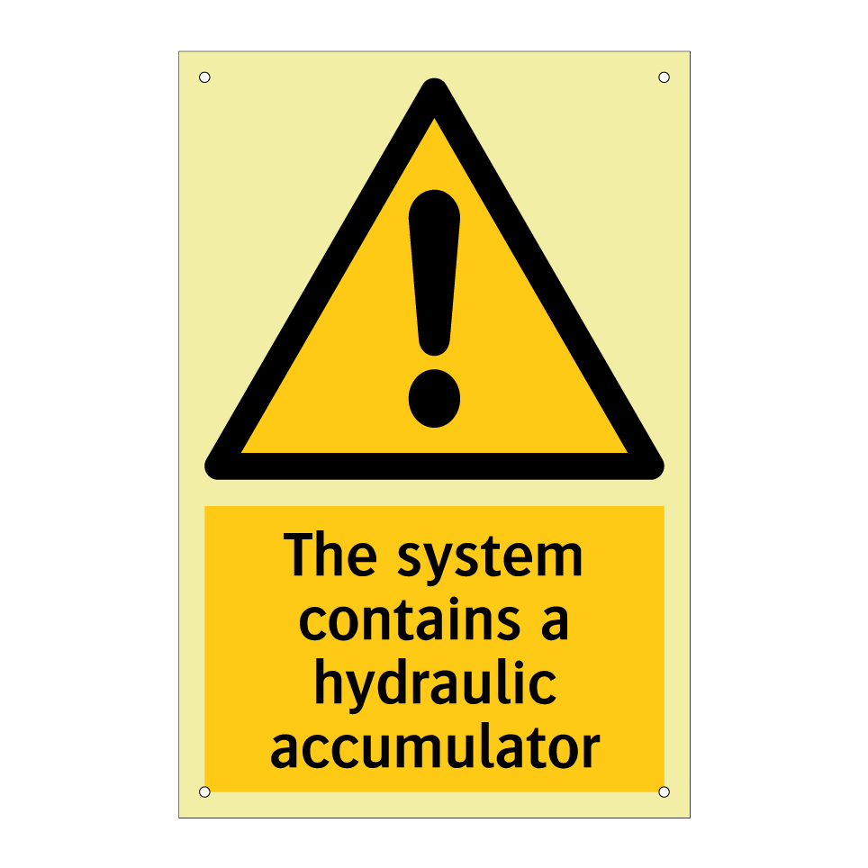 The system contains a hydraulic accumulator