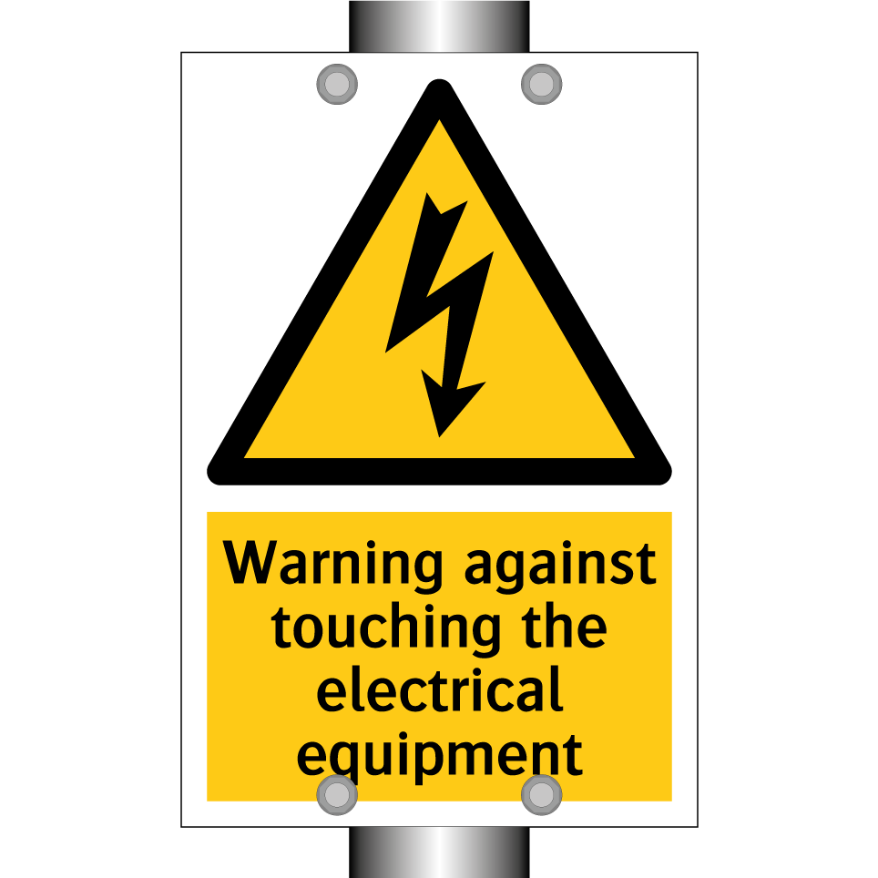 Warning against touching the electrical equipment