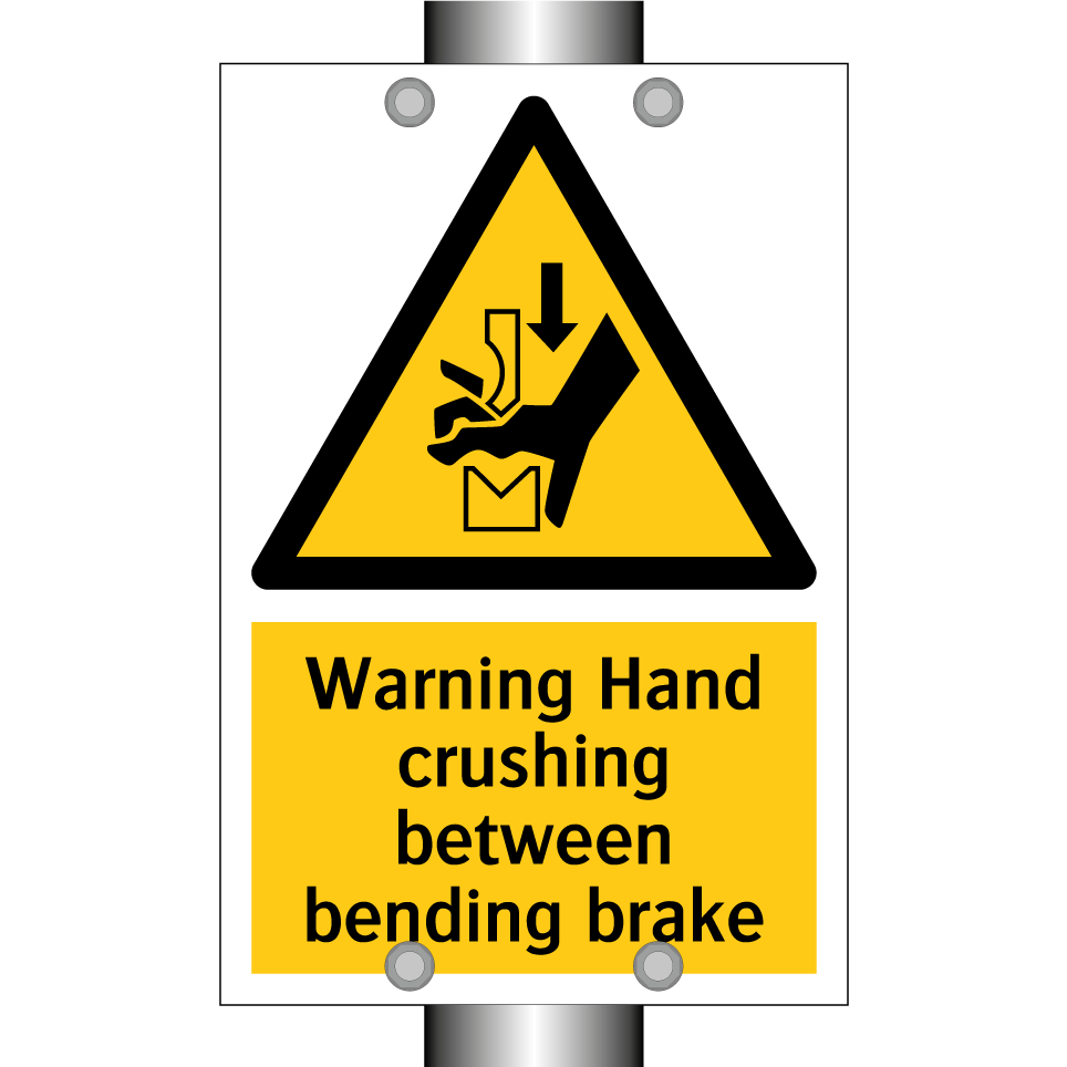 Warning Hand crushing between bending brake