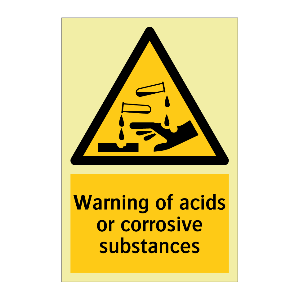 Warning of acids or corrosive substances