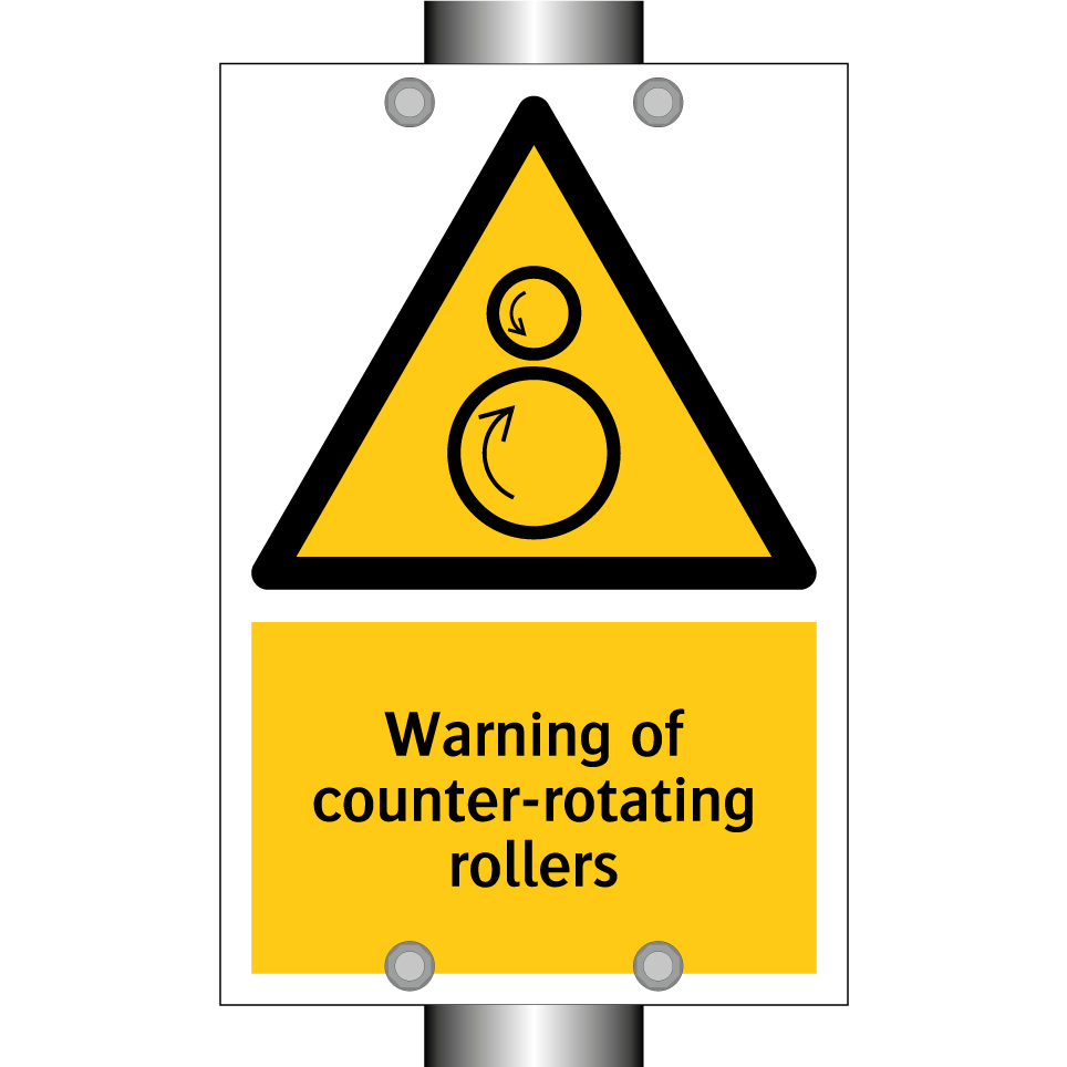 Warning of counter-rotating rollers