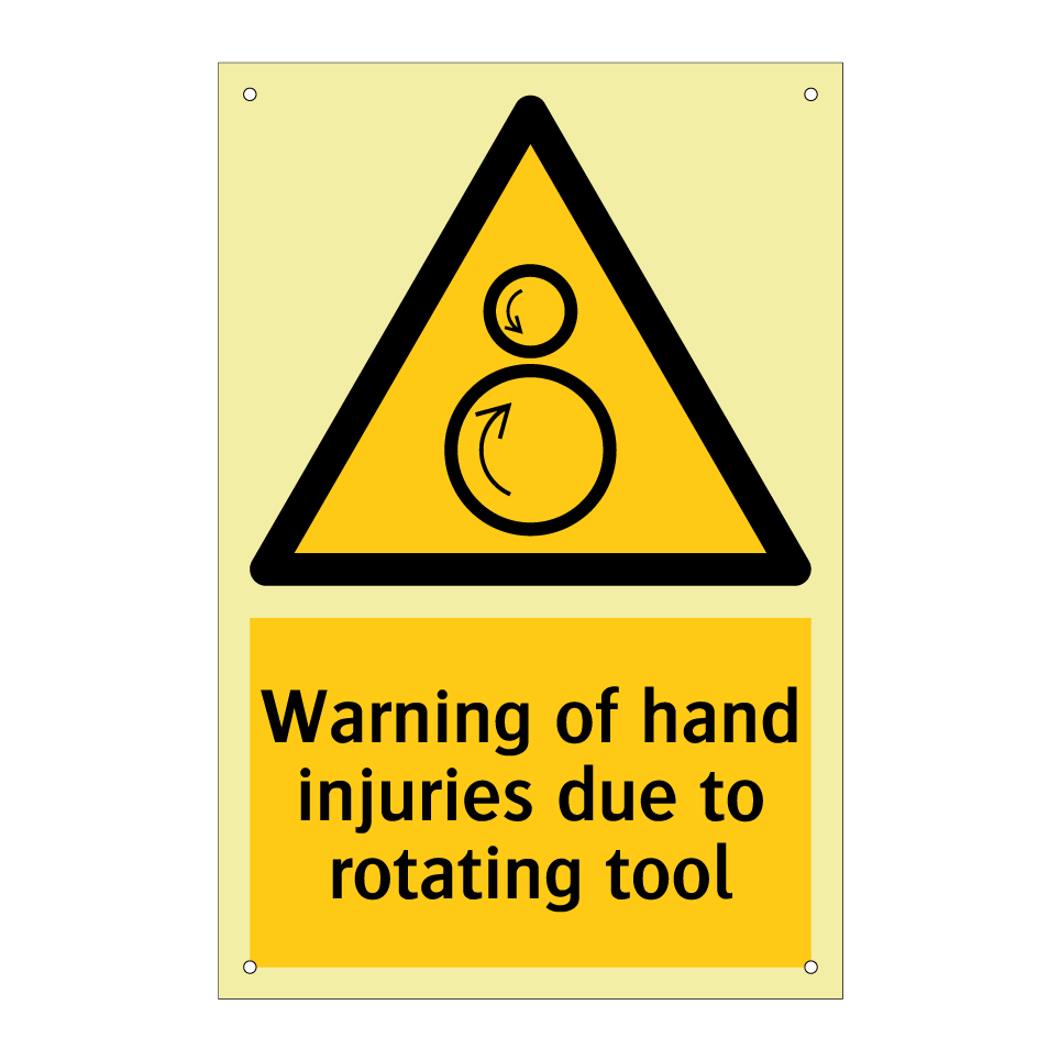 Warning of hand injuries due to rotating tool