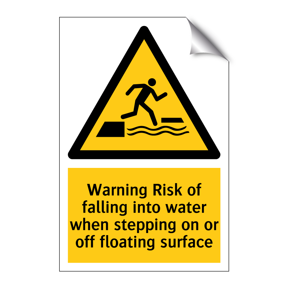 Warning Risk of falling into water when stepping on or off floating surface