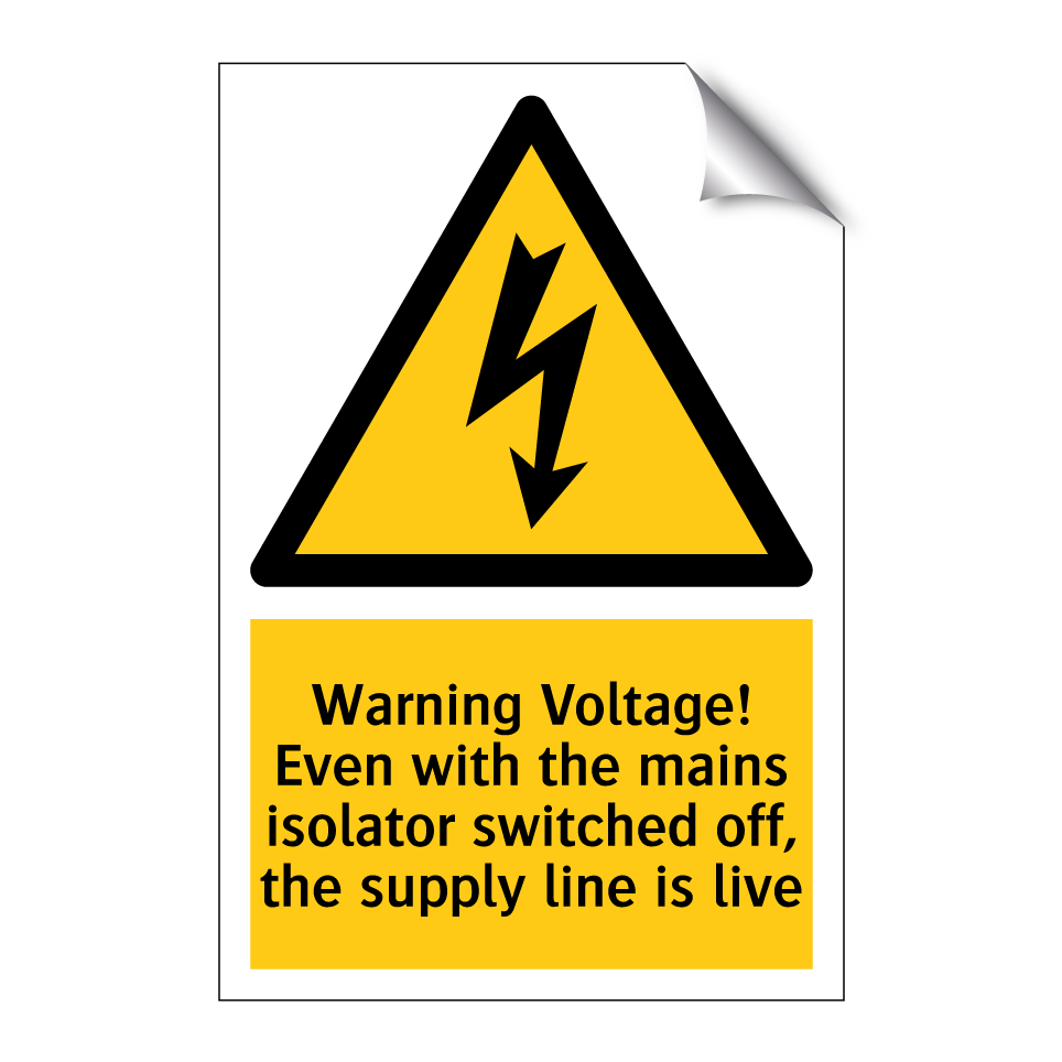Warning Voltage! Even with the mains isolator switched off, the supply line is live