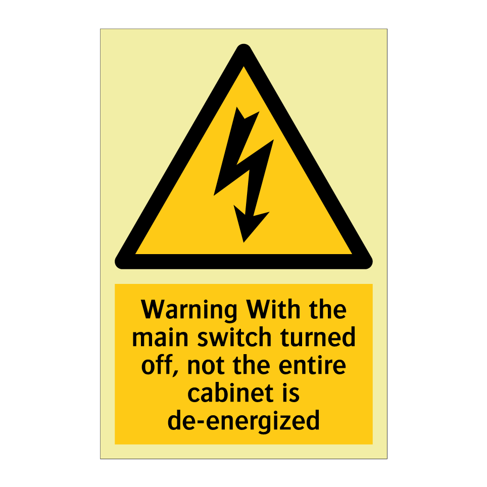Warning With the main switch turned off, not the entire cabinet is de-energized