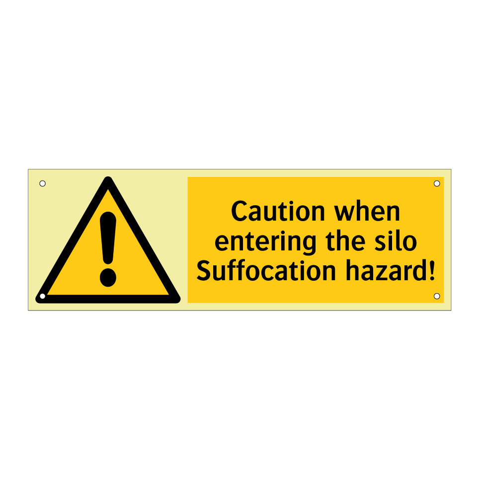 Caution when entering the silo Suffocation hazard!