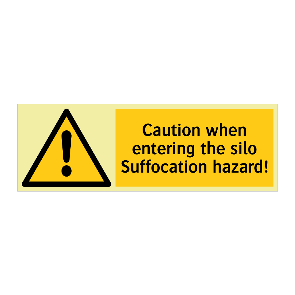 Caution when entering the silo Suffocation hazard!