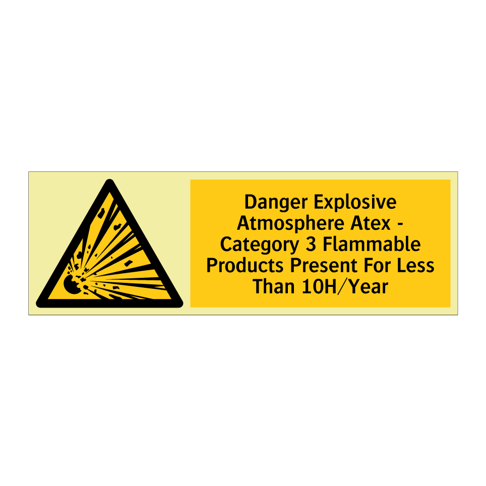 Danger Explosive Atmosphere Atex - Category 3 Flammable Products Present For Less Than 10H/Year