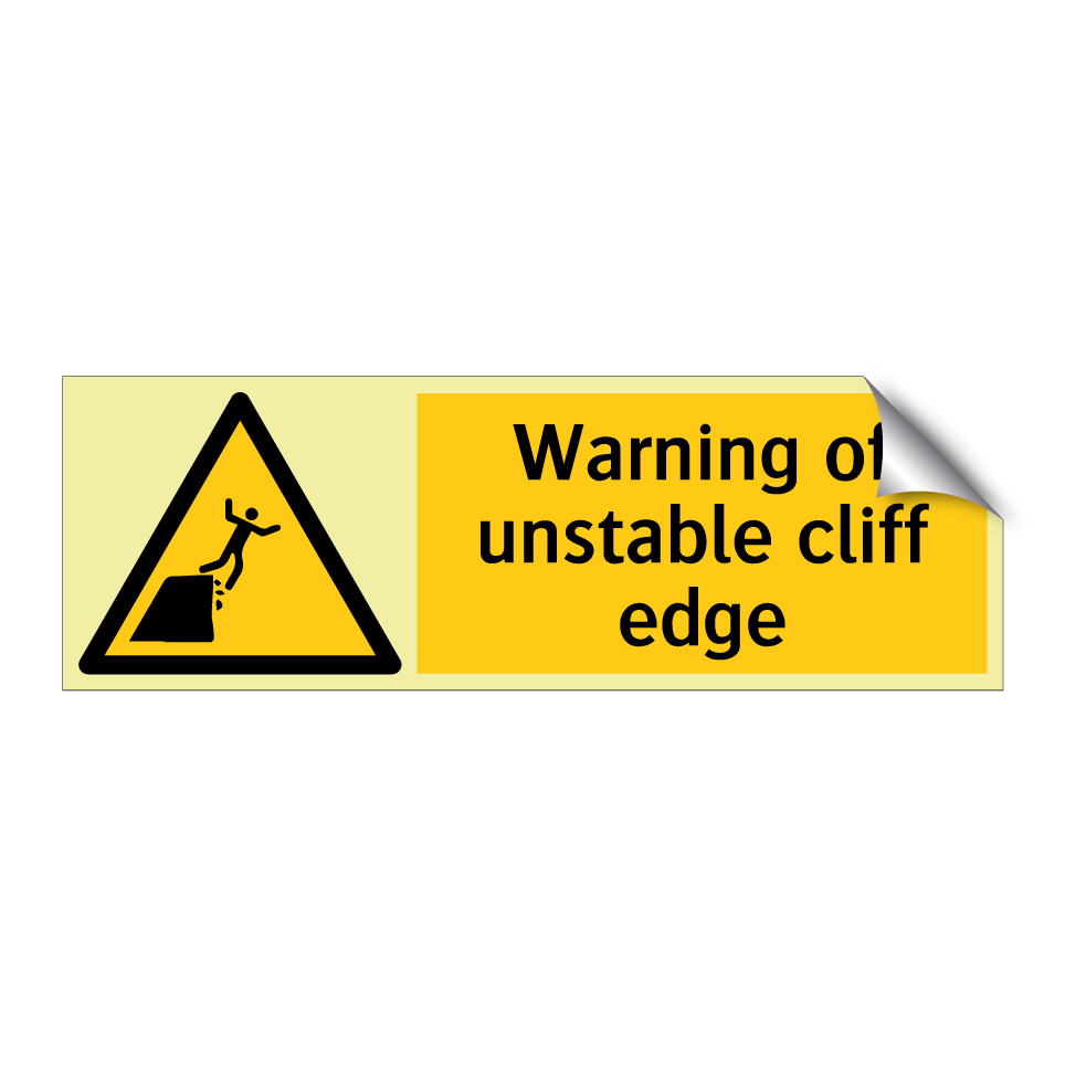 Warning of unstable cliff edge