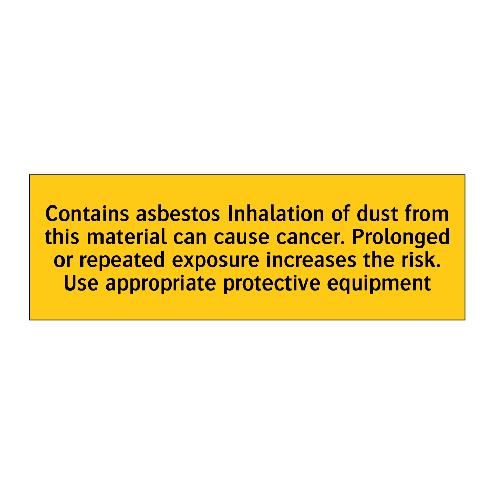 Contains asbestos Inhalation of dust from this material can cause cancer. Prolonged or repeated exposure increases the risk. Use appropriate protective equipment