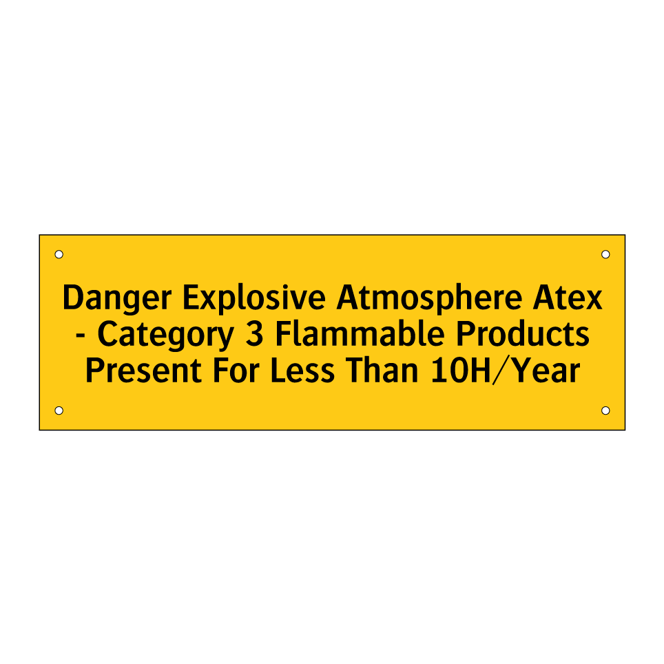 Danger Explosive Atmosphere Atex - Category 3 Flammable Products Present For Less Than 10H/Year