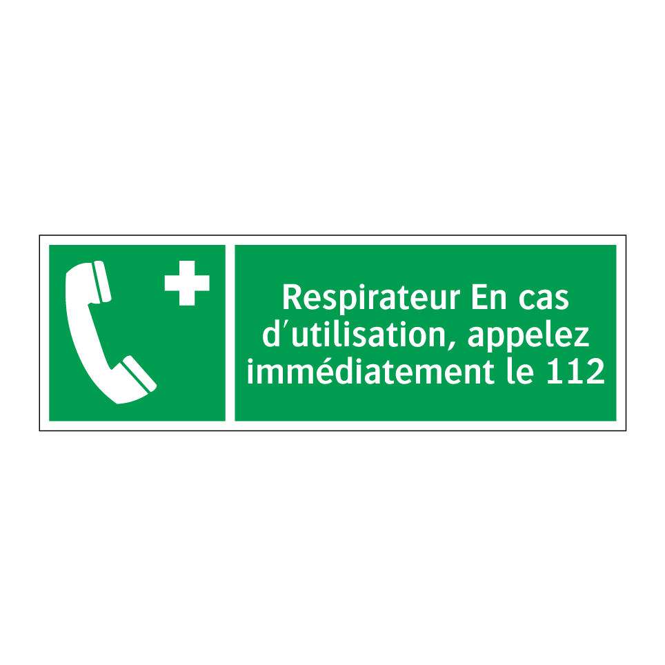 Respirateur En cas d'utilisation, appelez immédiatement le 112
