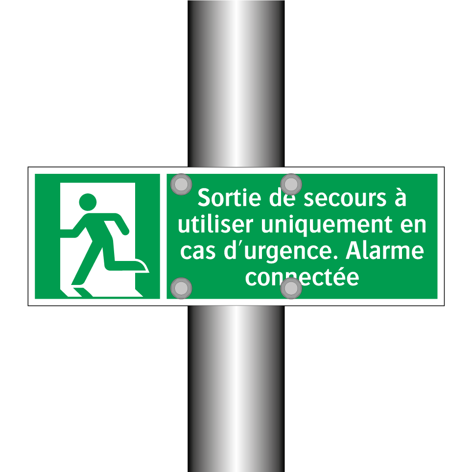 Sortie de secours à utiliser uniquement en cas d'urgence. Alarme connectée