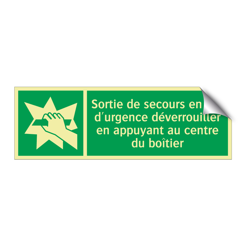 Sortie de secours en cas d'urgence déverrouiller en appuyant au centre du boîtier