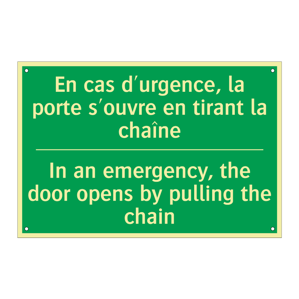 En cas d'urgence, la porte s'ouvre /.../ - In an emergency, the door opens /.../