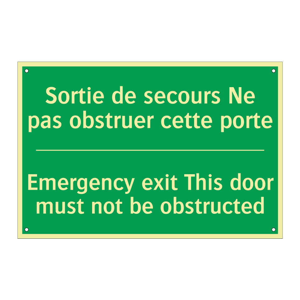 Sortie de secours Ne pas obstruer /.../ - Emergency exit This door must /.../
