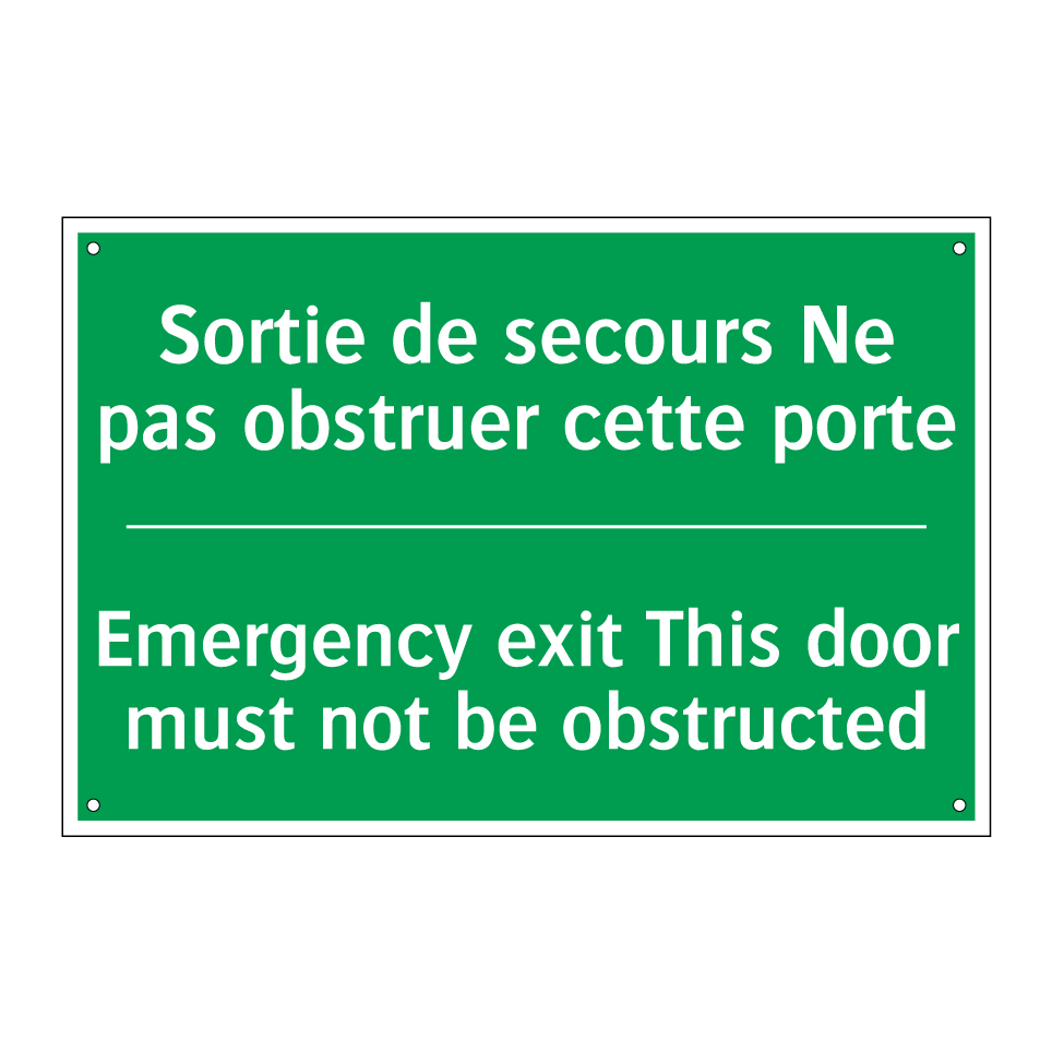 Sortie de secours Ne pas obstruer /.../ - Emergency exit This door must /.../