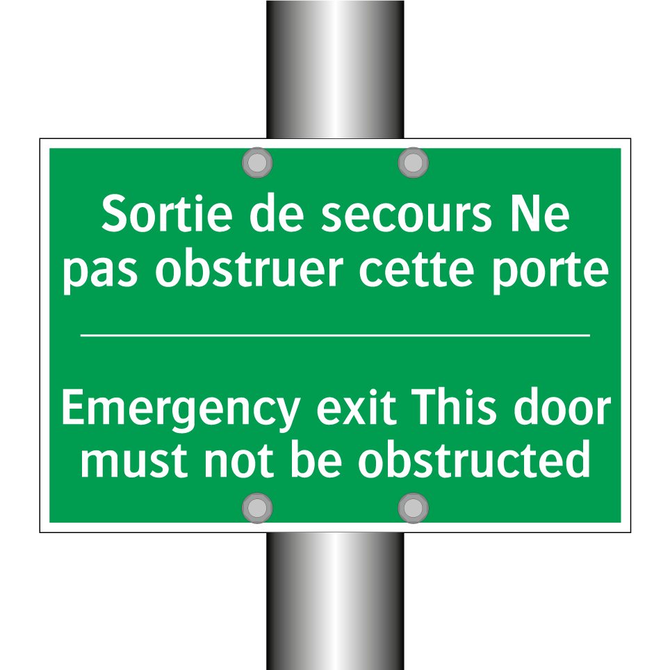Sortie de secours Ne pas obstruer /.../ - Emergency exit This door must /.../