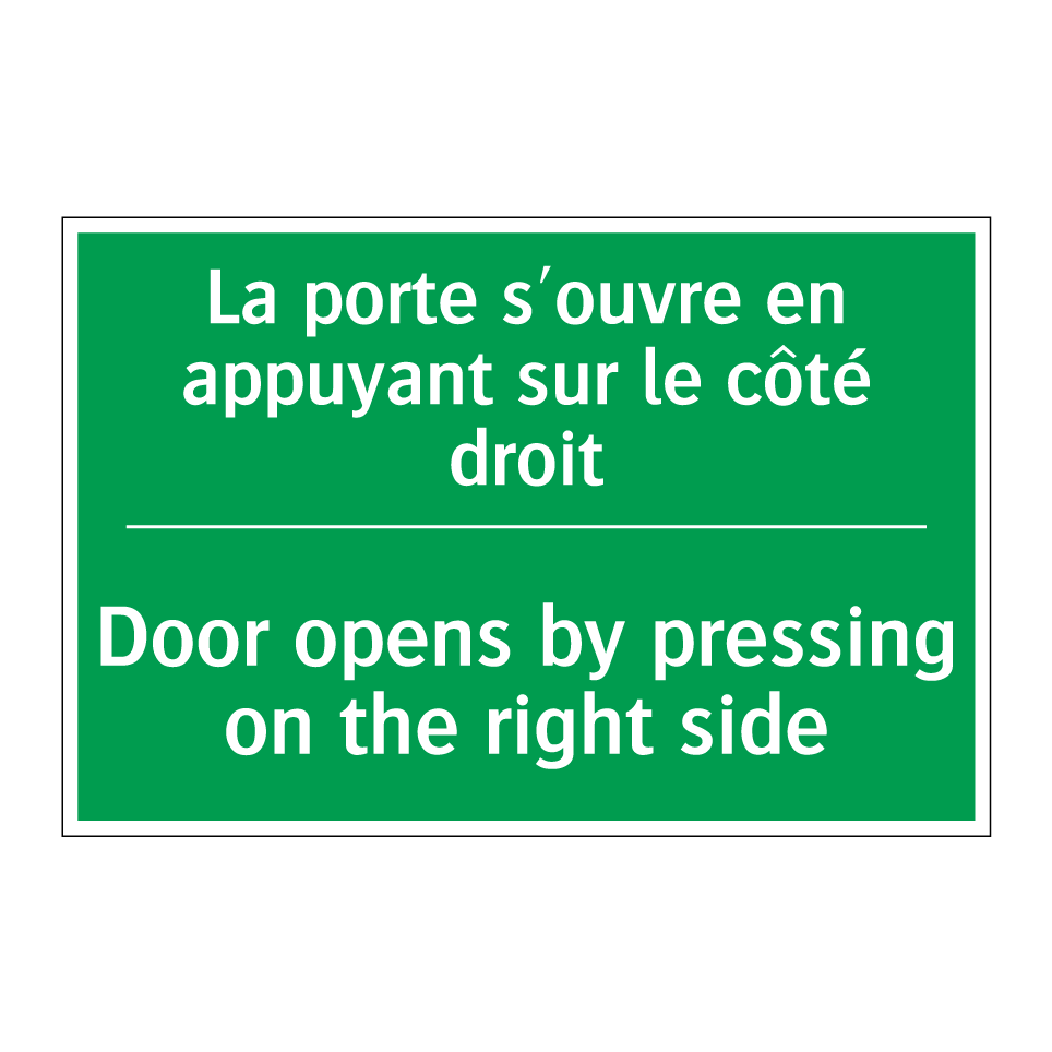 La porte s'ouvre en appuyant sur /.../ - Door opens by pressing on the /.../
