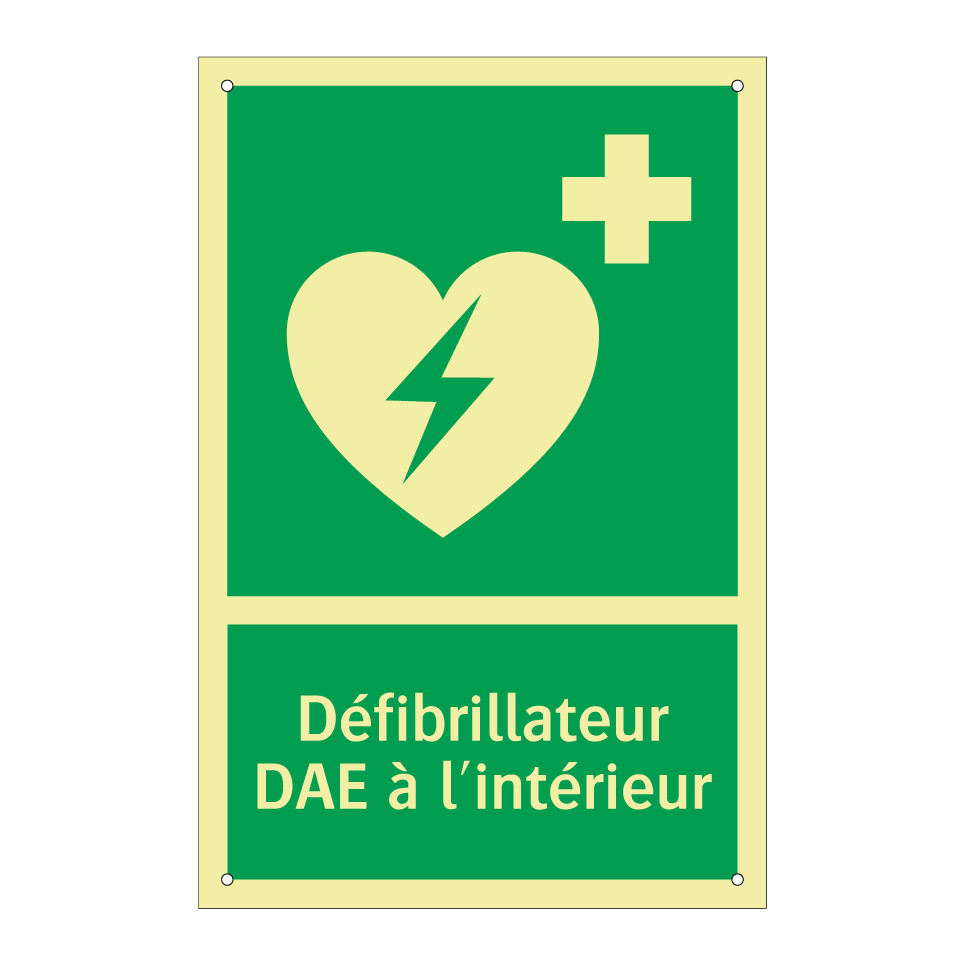 Défibrillateur DAE à l'intérieur