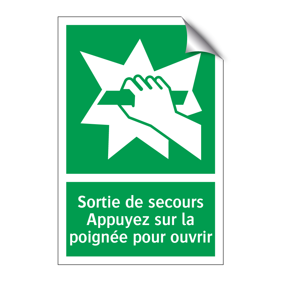 Sortie de secours Appuyez sur la poignée pour ouvrir