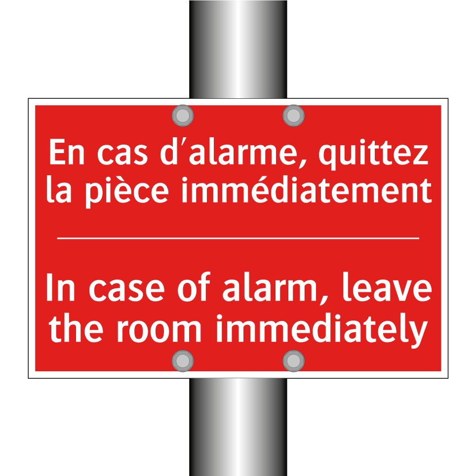 En cas d'alarme, quittez la pièce /.../ - In case of alarm, leave the room /.../