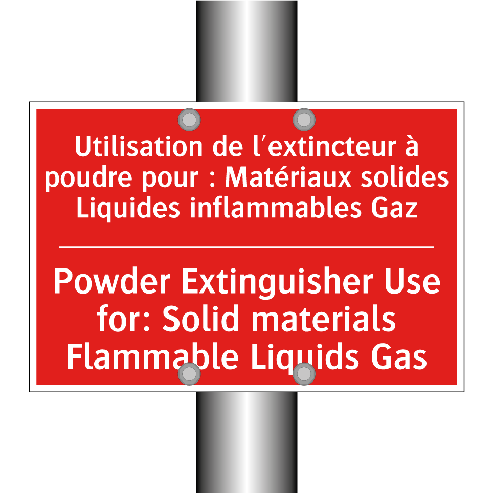 Utilisation de l'extincteur à /.../ - Powder Extinguisher Use for: Solid /.../