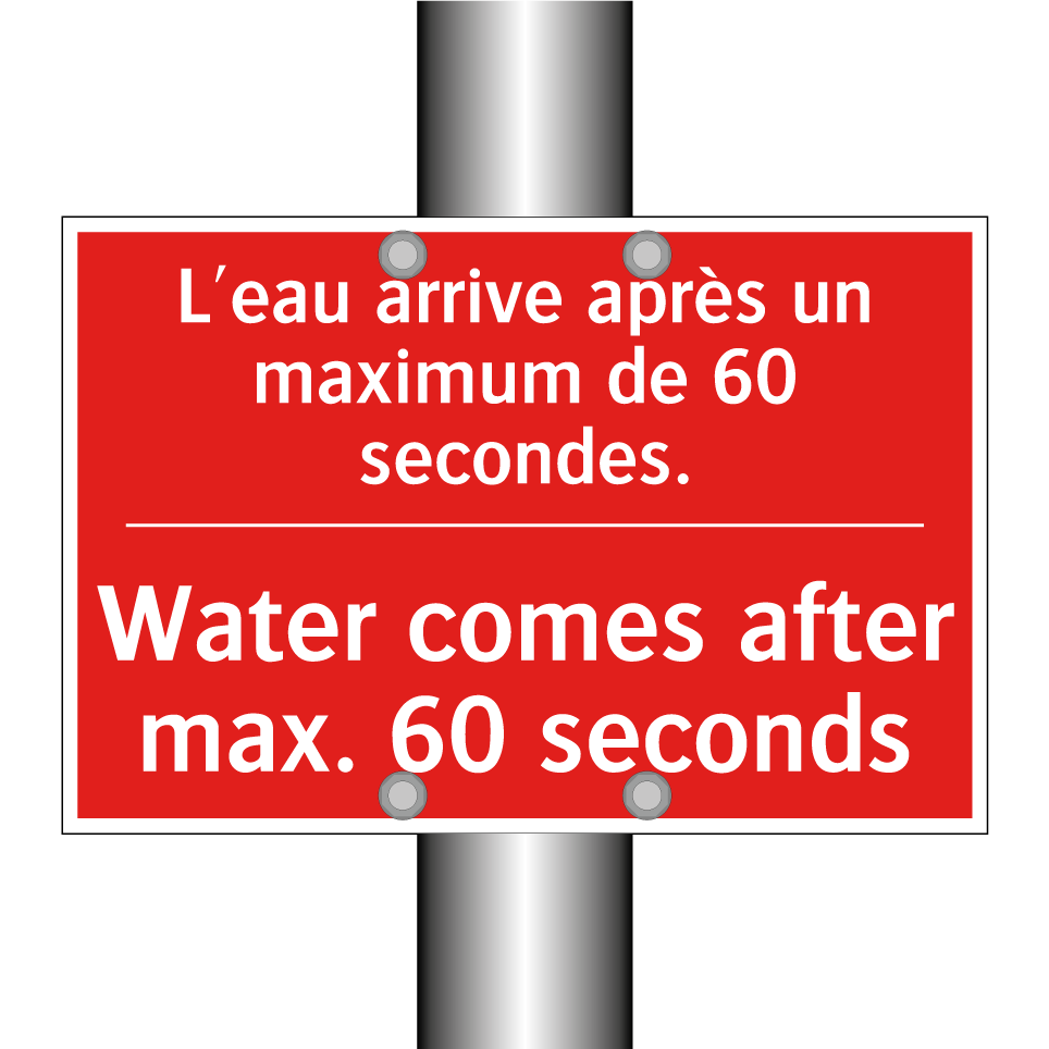 L'eau arrive après un maximum /.../ - Water comes after max. 60 seconds /.../