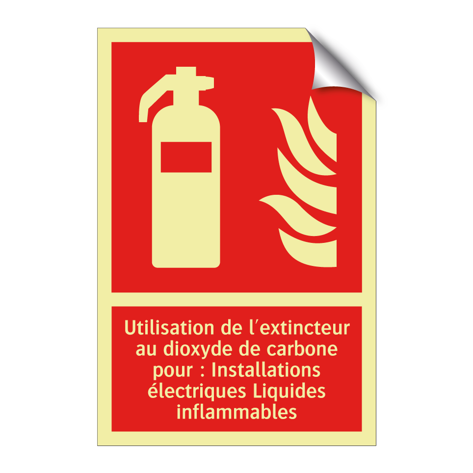 Utilisation de l'extincteur au dioxyde de carbone pour : Installations électriques Liquides inflammables