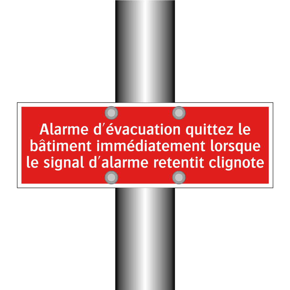 Alarme d'évacuation quittez le bâtiment immédiatement lorsque le signal d'alarme retentit clignote