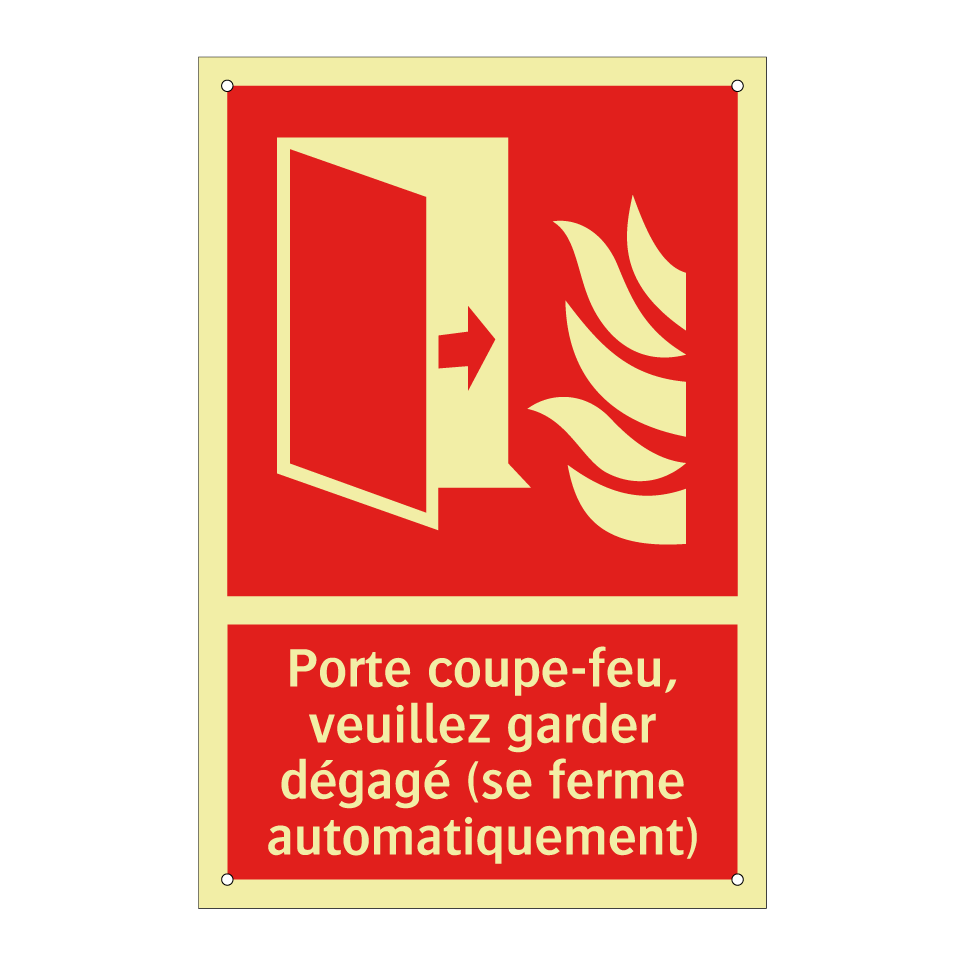 Porte coupe-feu, veuillez garder dégagé (se ferme automatiquement)