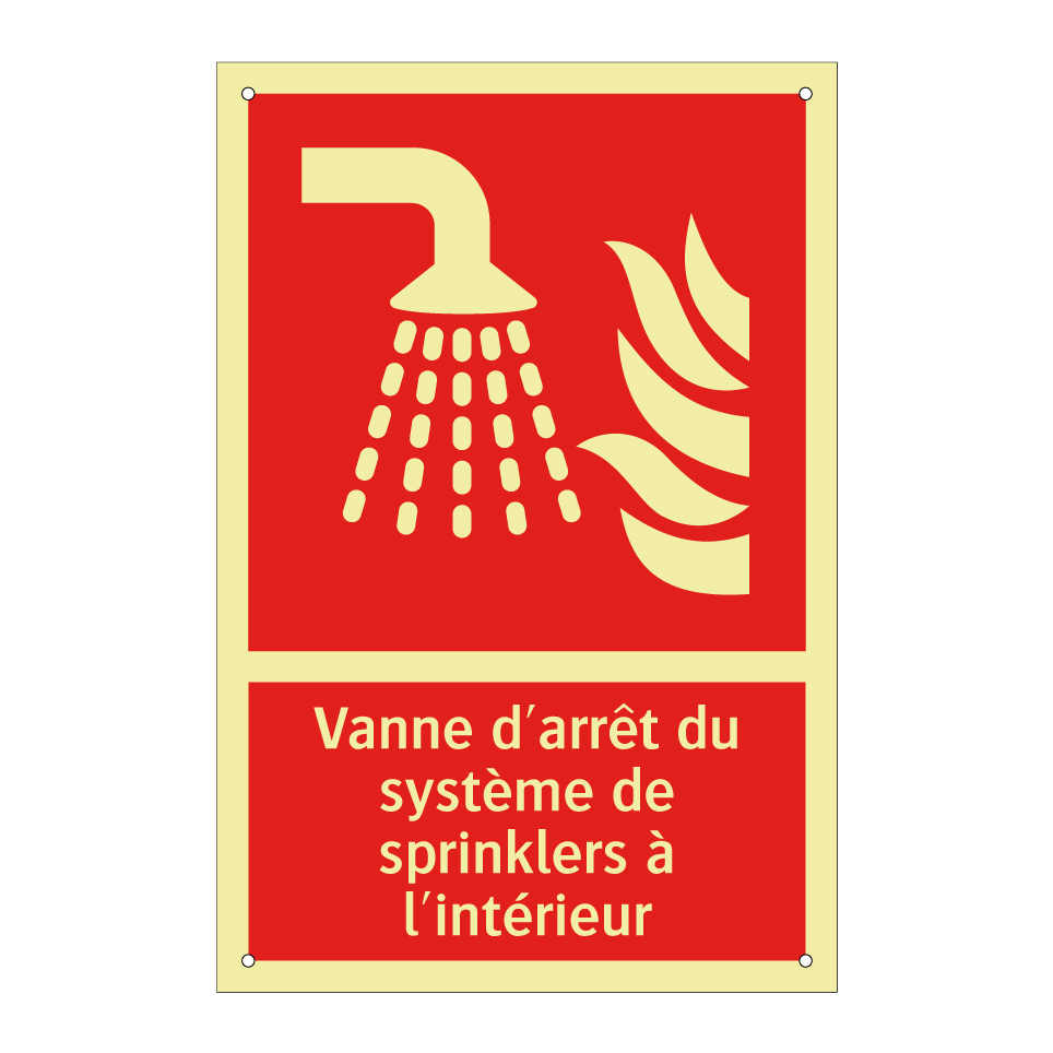 Vanne d'arrêt du système de sprinklers à l'intérieur