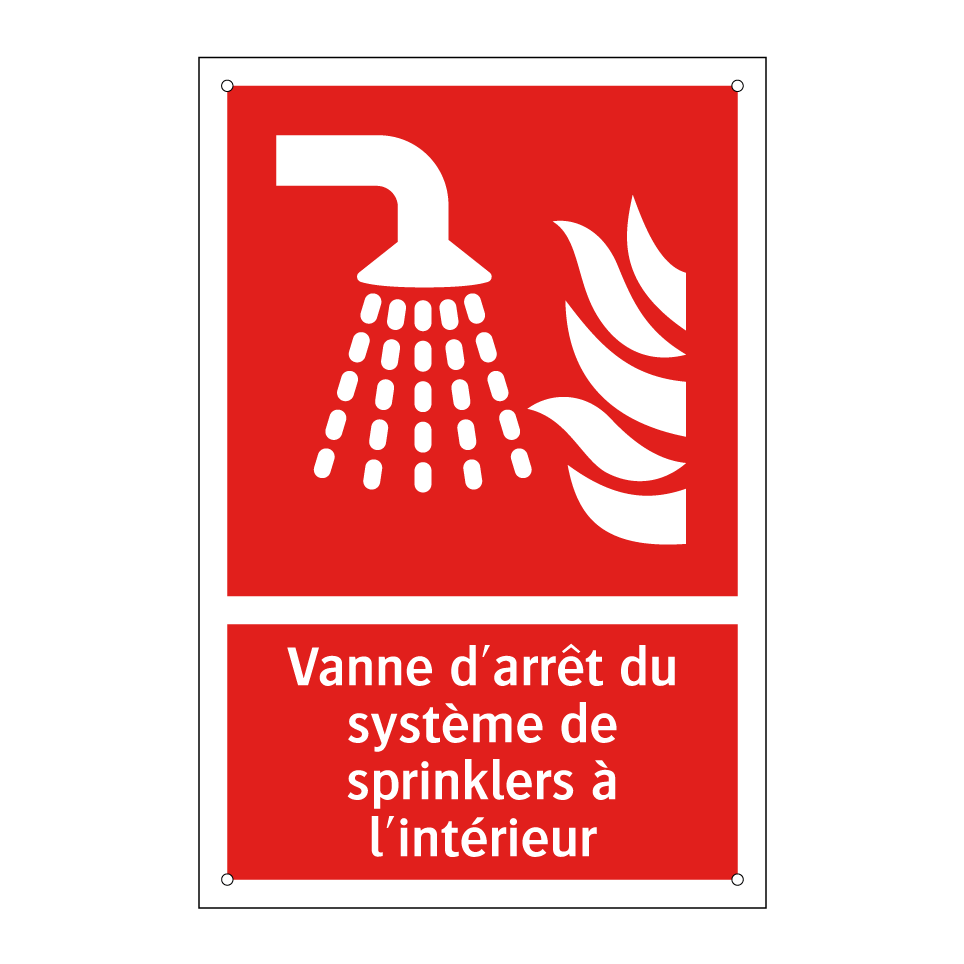 Vanne d'arrêt du système de sprinklers à l'intérieur