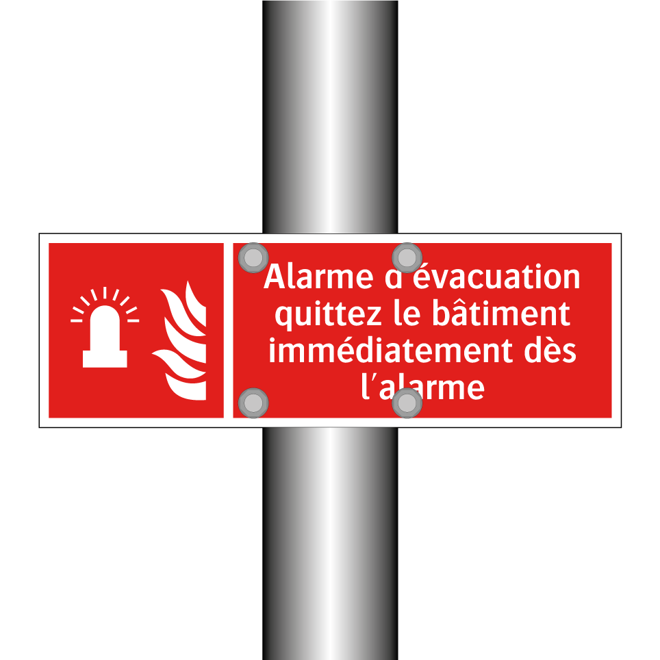 Alarme d'évacuation quittez le bâtiment immédiatement dès l'alarme