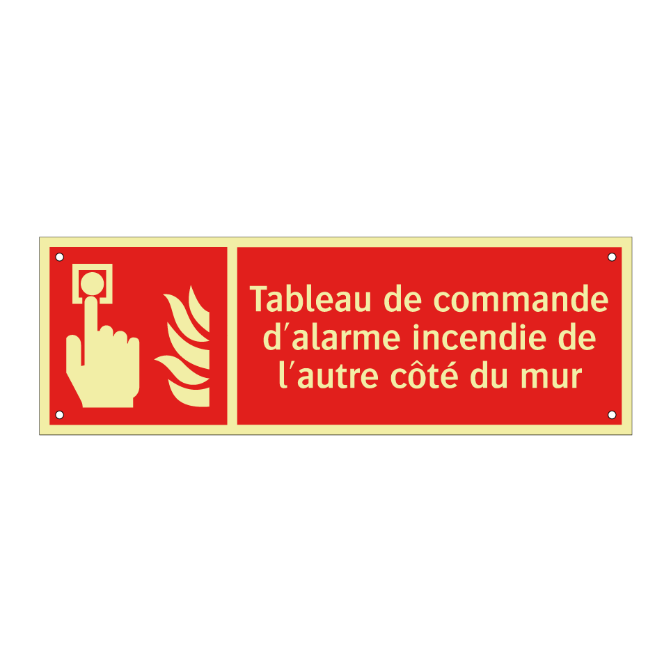 Tableau de commande d'alarme incendie de l'autre côté du mur