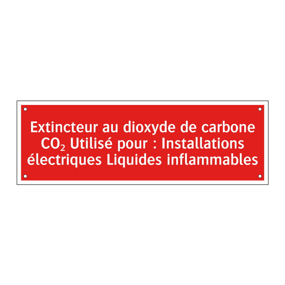 Extincteur au dioxyde de carbone CO₂ Utilisé pour : Installations électriques Liquides inflammables