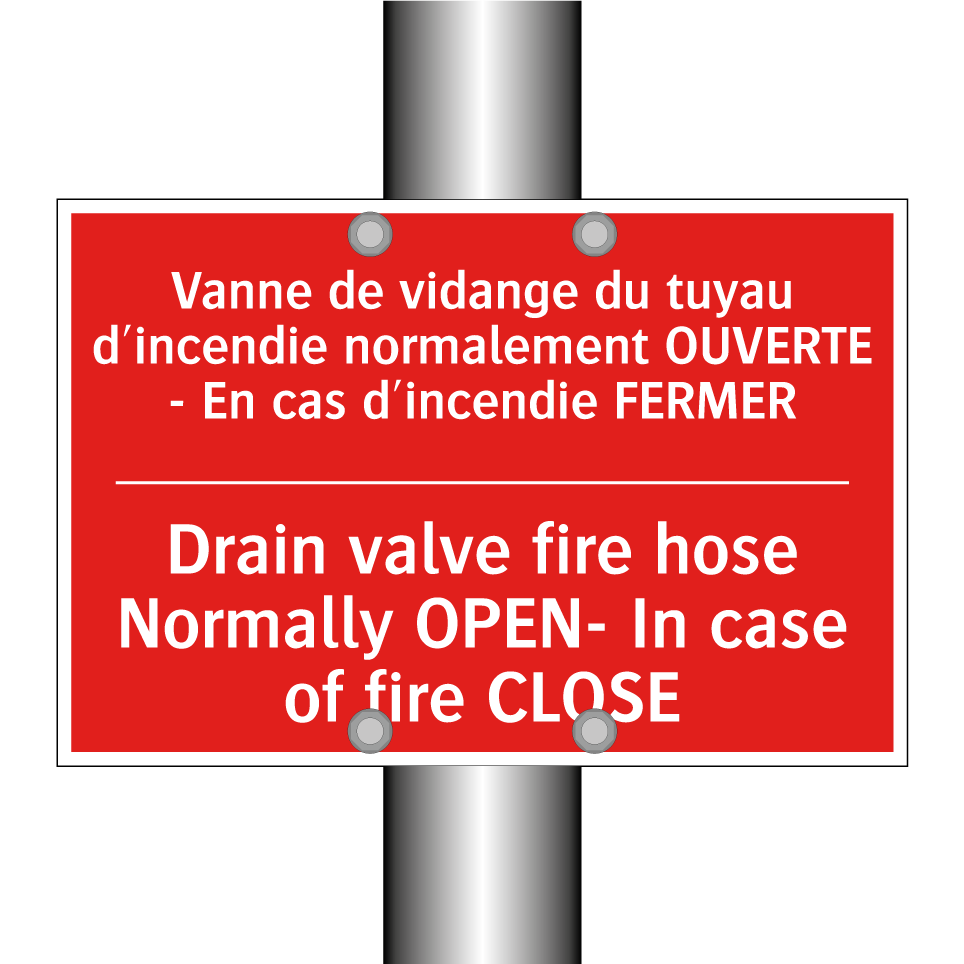 Vanne de vidange du tuyau d'incendie /.../ - Drain valve fire hose Normally /.../