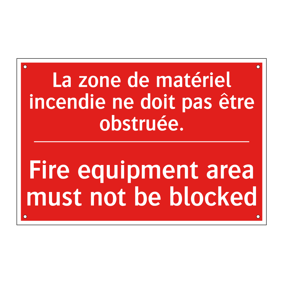 La zone de matériel incendie ne /.../ - Fire equipment area must not be /.../