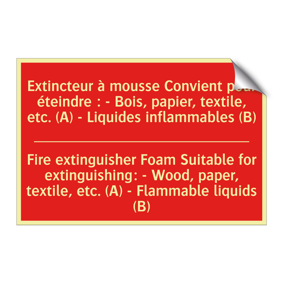 Extincteur à mousse Convient pour /.../ - Fire extinguisher Foam Suitable /.../