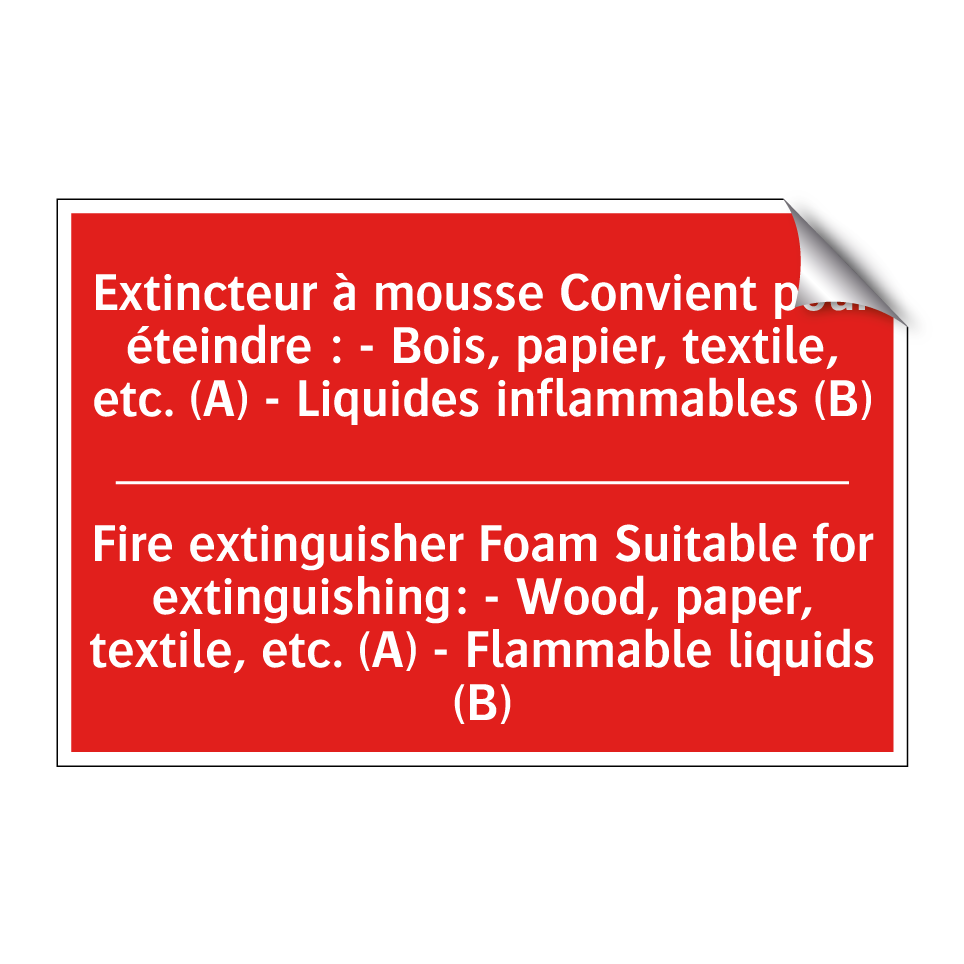 Extincteur à mousse Convient pour /.../ - Fire extinguisher Foam Suitable /.../