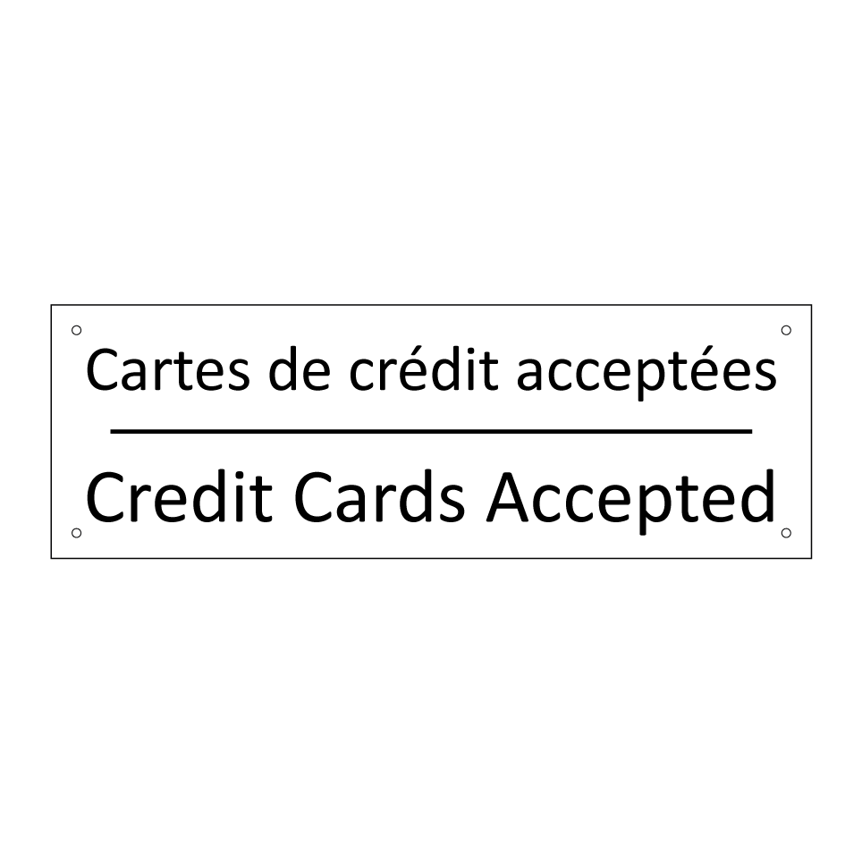 Cartes de crédit acceptées - Credit Cards Accepted
